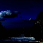 Vista di notte del primo tratto della pista azzurra del comprensorio di gambarie